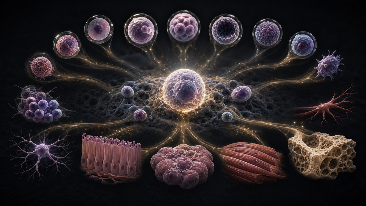 Original medical illustration for: Recent Breakthroughs in Stem Cell Research: From Lab Discoveries to Patient Applications