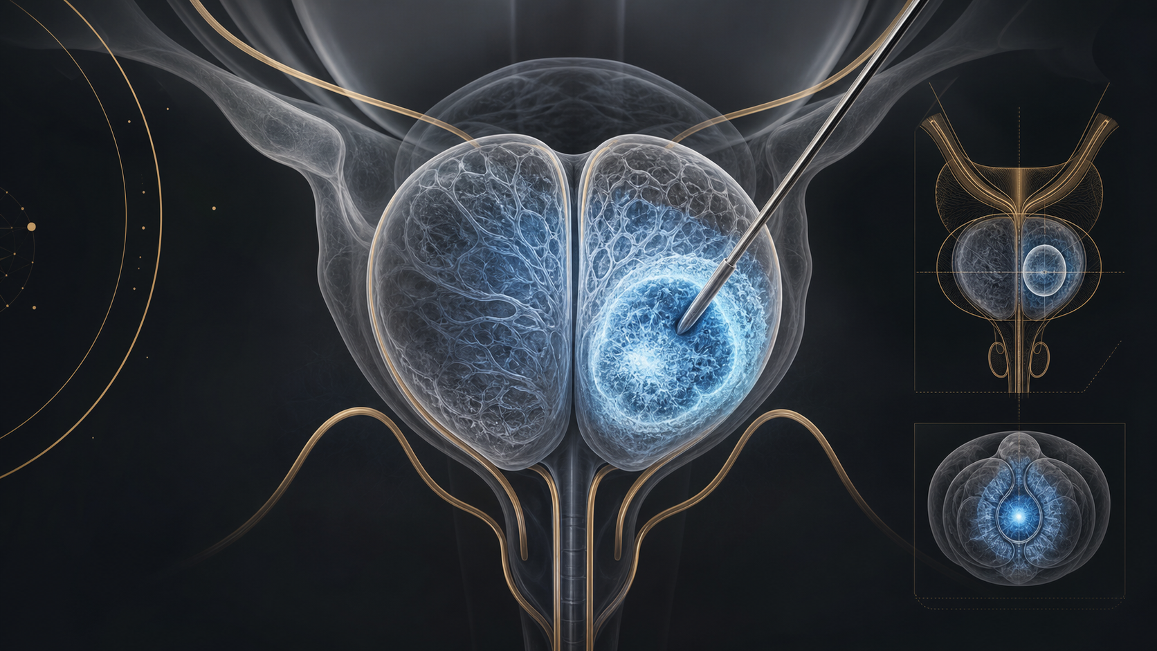 Original medical illustration for an article about salvage cryotherapy for recurrent prostate cancer